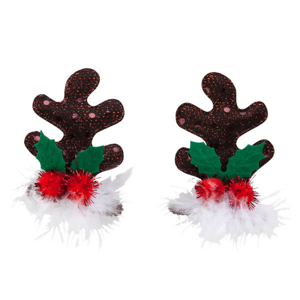 Top Paw Pet Holiday Glitter Reindeer Antler Hair Clips